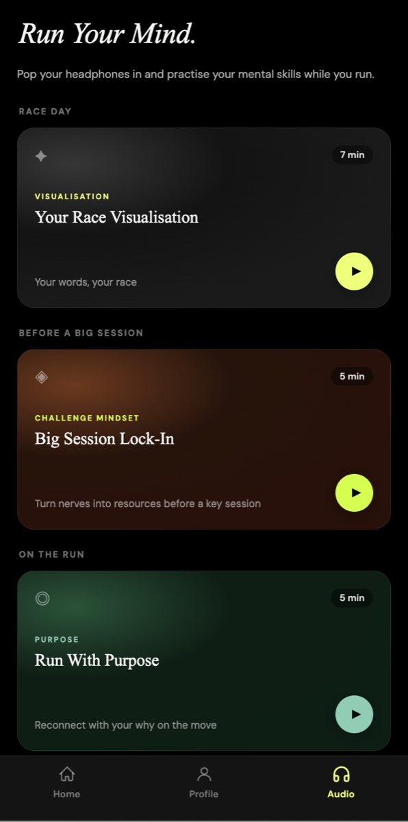Audio made to run to
